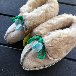 New Cute 100% Merino Wool Beige Baby Booties.